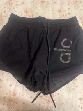 ALO Yoga Black Women’s Athletic Drawstring Shorts with Logo